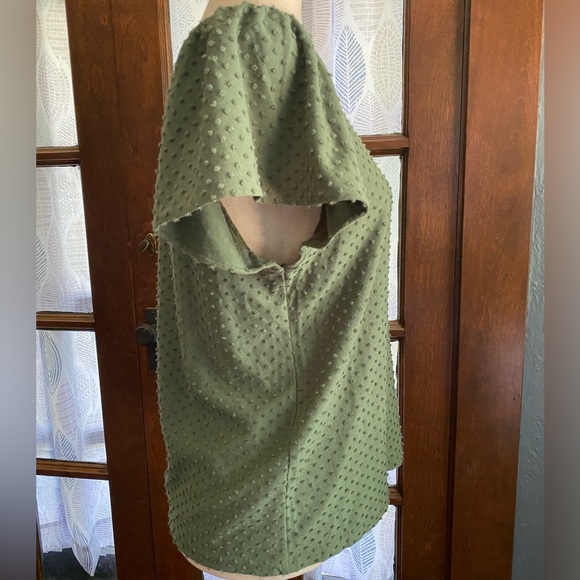 J. Crew Moss Green Flutter Sleeve Swiss Dot Tee - Picture 3 of 9